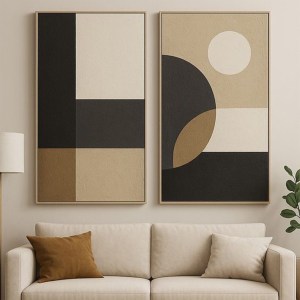 تابلوی هندسی مدرن با ترکیب رنگ‌های طبیعی